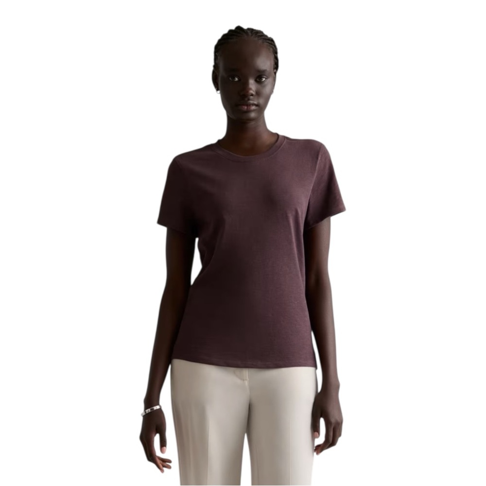 Quince Organic Cotton Slub Crewneck Tee Women’s Medium Dried‎ Fig